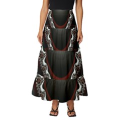 Fractal Eye Tiered Ruffle Maxi Skirt by dedoma