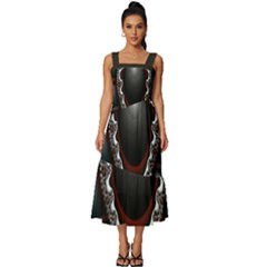 Fractal Eye Square Neckline Tiered Midi Dress by dedoma