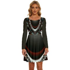 Fractal Eye Long Sleeve Wide Neck Velvet Dress by dedoma