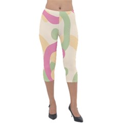 Line Pattern Dot Lightweight Velour Capri Leggings  by anzea