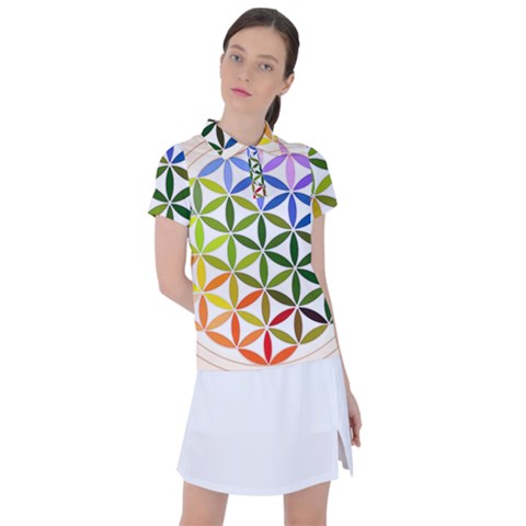 Mandala Rainbow Colorful Women s Polo T-shirt by Ndabl3x