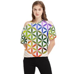 Mandala Rainbow Colorful One Shoulder Cut Out T-shirt by Ndabl3x