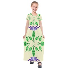 Thistle Flower Purple Thorny Flora Kids  Short Sleeve Maxi Dress by Bajindul