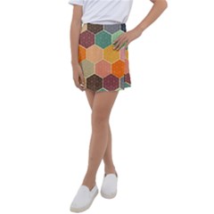 Abstract Hex Hexagon Grid Pattern Honeycomb Kids  Tennis Skirt by Proyonanggan