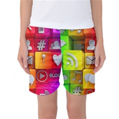 Colorful 3d Social Media Women s Basketball Shorts by Ket1n9