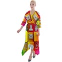 Colorful 3d Social Media Quarter Sleeve Wrap Front Maxi Dress View1