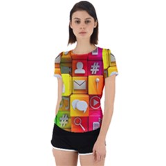 Colorful 3d Social Media Back Cut Out Sport T-shirt by Ket1n9