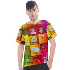 Colorful 3d Social Media Men s Sport Top by Ket1n9