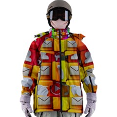 Colorful 3d Social Media Women s Zip Ski And Snowboard Waterproof Breathable Jacket by Ket1n9