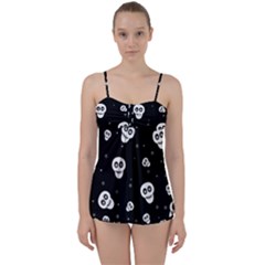 Skull Pattern Babydoll Tankini Set by Ket1n9