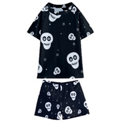 Skull Pattern Kids  Swim T-shirt And Shorts Set by Ket1n9