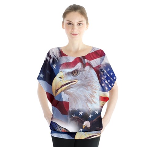 United States Of America Images Independence Day Batwing Chiffon Blouse by Ket1n9