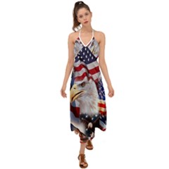 United States Of America Images Independence Day Halter Tie Back Dress  by Ket1n9