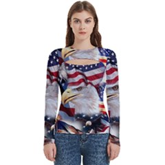 United States Of America Images Independence Day Women s Cut Out Long Sleeve T-shirt by Ket1n9