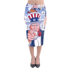 Independence Day United States Of America Velvet Midi Pencil Skirt by Ket1n9