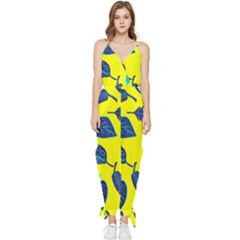 Sheets Pattern Picture Detail Sleeveless Tie Ankle Chiffon Jumpsuit by Ravend