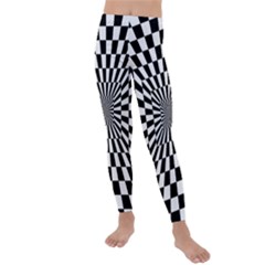 Optical-illusion-chessboard-tunnel Kids  Lightweight Velour Leggings by Bedest