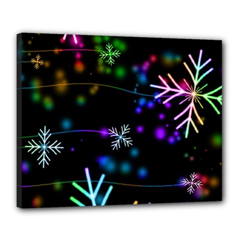 Snowflakes Snow Winter Christmas Canvas 20  X 16  (stretched) by Bedest