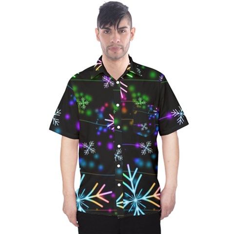 Snowflakes Snow Winter Christmas Men s Hawaii Shirt by Bedest