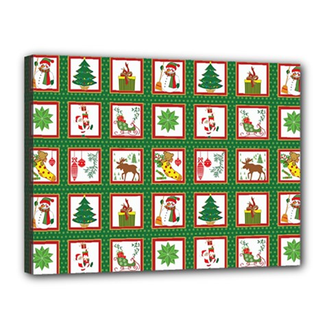 Christmas Paper Christmas Pattern Canvas 16  X 12  (stretched) by Bedest