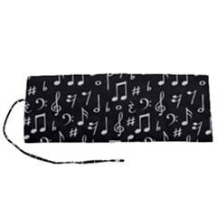 Chalk Music Notes Signs Seamless Pattern Roll Up Canvas Pencil Holder (s) by Ravend