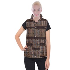 Old Bookshelf Orderly Antique Books Women s Button Up Vest by Ravend