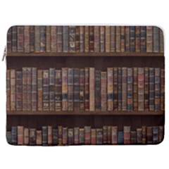 Old Bookshelf Orderly Antique Books 17  Vertical Laptop Sleeve Case With Pocket by Ravend