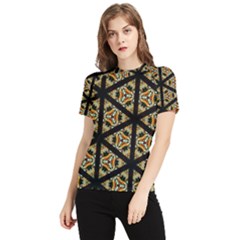 Pattern Stained Glass Triangles Women s Short Sleeve Rash Guard by HermanTelo