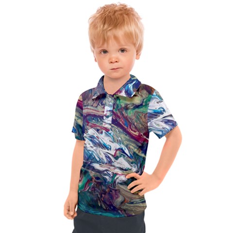 Abstract Strata Iv Kids  Polo T-shirt by kaleidomarblingart