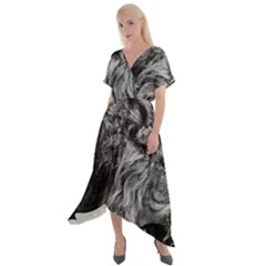 Angry Male Lion Wild Animal Cross Front Sharkbite Hem Maxi Dress by Loisa77