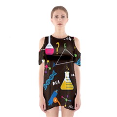 Science Lesson Flat Vector Seamless Pattern Shoulder Cutout One Piece Dress by Loisa77