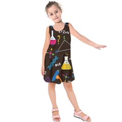 Science Lesson Flat Vector Seamless Pattern Kids  Sleeveless Dress by Loisa77