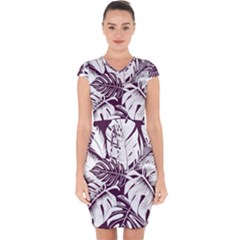 Abstract Art Tropical Leaves Capsleeve Drawstring Dress  by Valentinaart