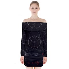 Math Board Circuit Circuits Computer Shield Tech Technology Long Sleeve Off Shoulder Dress by Loisa77