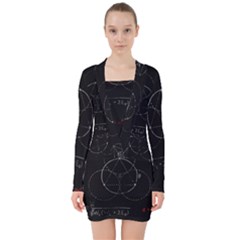 Math Board Circuit Circuits Computer Shield Tech Technology V-neck Bodycon Long Sleeve Dress by Loisa77