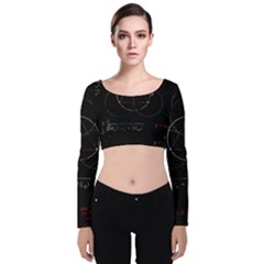 Math Board Circuit Circuits Computer Shield Tech Technology Velvet Long Sleeve Crop Top by Loisa77