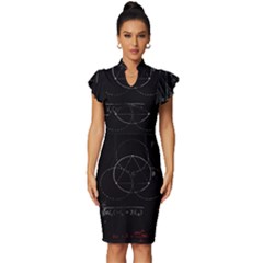 Math Board Circuit Circuits Computer Shield Tech Technology Vintage Frill Sleeve V-neck Bodycon Dress by Loisa77