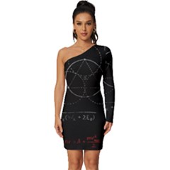 Math Board Circuit Circuits Computer Shield Tech Technology Long Sleeve One Shoulder Mini Dress by Loisa77