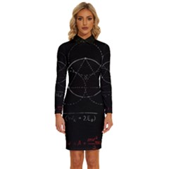 Math Board Circuit Circuits Computer Shield Tech Technology Long Sleeve Shirt Collar Bodycon Dress by Loisa77