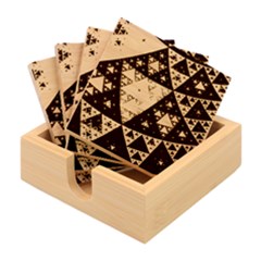 Fractal Triangle Geometric Abstract Pattern Bamboo Coaster Set by Cemarart