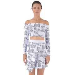 Blackboard Algorithms Black And White Pattern Off Shoulder Top With Skirt Set by dflcprintsclothing