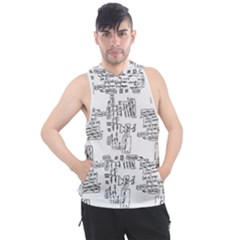 Blackboard Algorithms Black And White Pattern Men s Sleeveless Hoodie by dflcprintsclothing