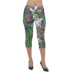 Illustrations Color Cat Flower Abstract Textures Lightweight Velour Capri Leggings  by anzea