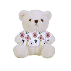 Flower White Pattern Floral Full Print Cuddly Teddy Bear by anzea