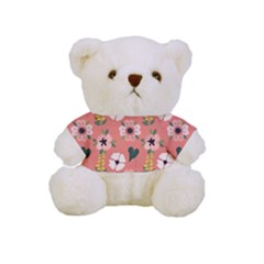 Flower Pink Brown Pattern Floral Full Print Cuddly Teddy Bear by anzea