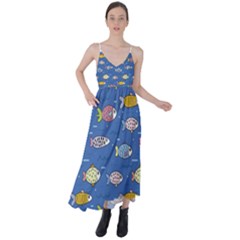 Sea Fish Blue Submarine Animals Tie Back Maxi Dress by Loisa77