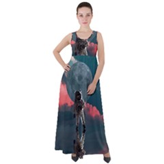 Astronaut Moon Space Nasa Planet Empire Waist Velour Maxi Dress by Loisa77