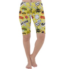 Cartoon Comics Pattern Cropped Leggings  by Loisa77