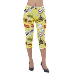 Cartoon Comics Pattern Lightweight Velour Capri Leggings  by Loisa77