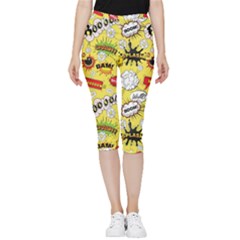 Cartoon Comics Pattern Inside Out Lightweight Velour Capri Leggings  by Loisa77